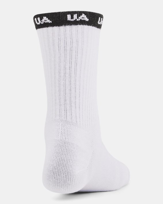 Women's UA Essential 3-Pack Mid Crew Socks in White image number 2
